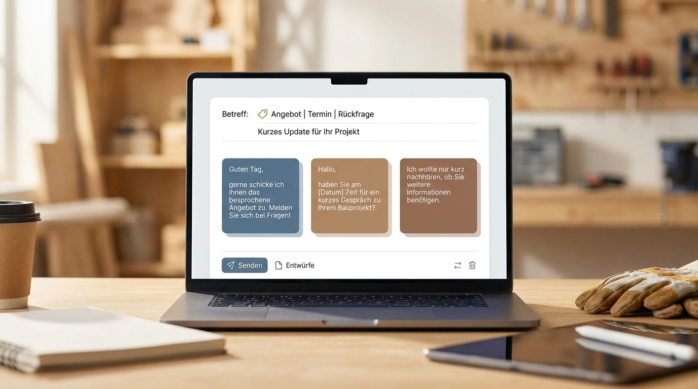 Kurze professionelle E-Mail-Textbausteine für Handwerker