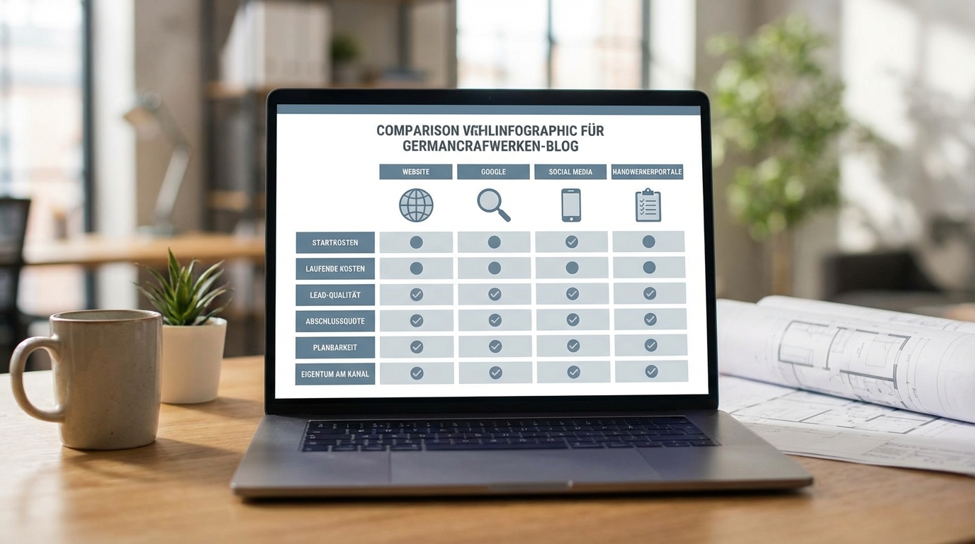 Handwerker Kundengewinnung online Vergleich von Google, Website, Social Media und Portalen