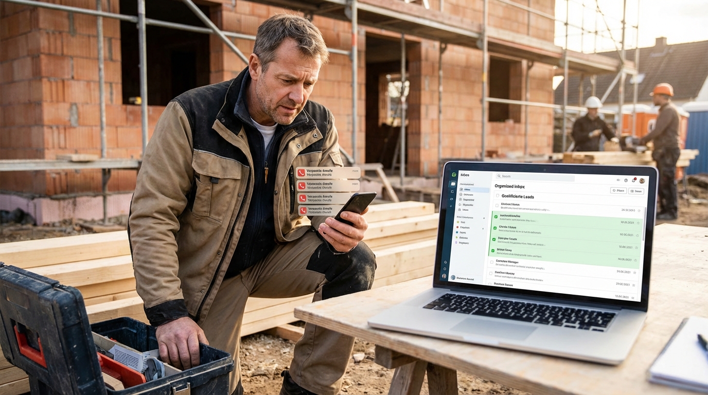 Handwerker zeigt verpasste Anrufe und nutzt KI für automatische Antworten im Handwerk
