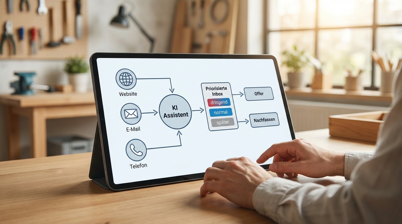 Automatisierung im Handwerk mit KI. Prozess von Anfrage bis Angebot