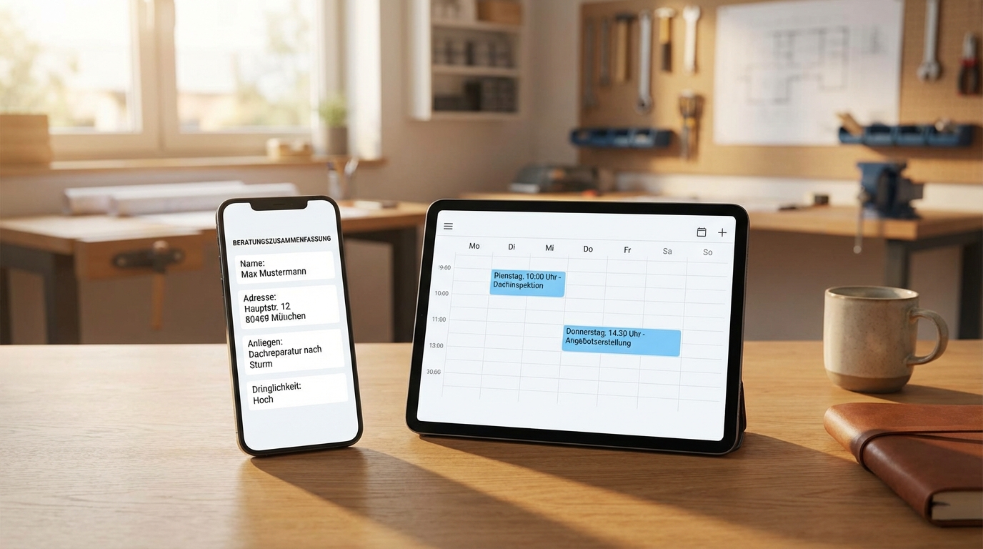 Telefonassistent KI im Handwerk mit Gesprächszusammenfassung und Terminvorschlägen