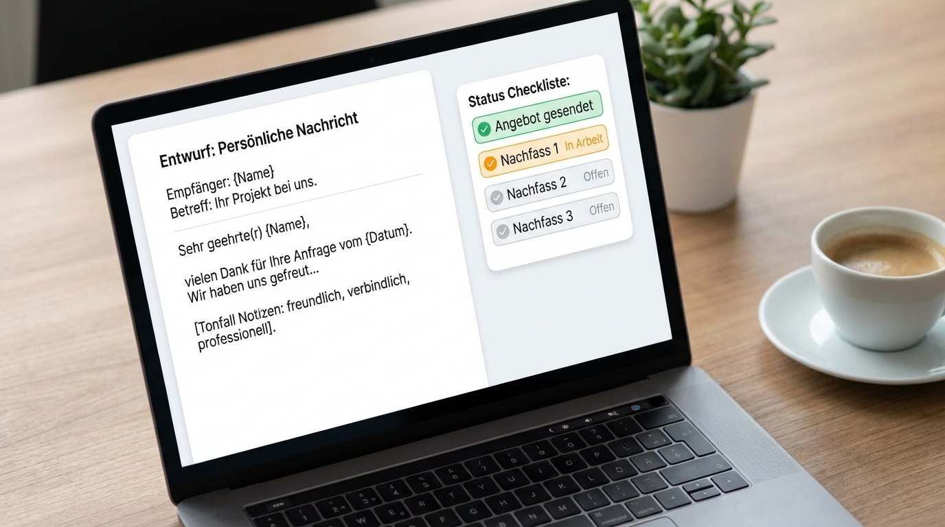 Nachfassmail Angebot Handwerk Vorlage mit sauberer Dokumentation