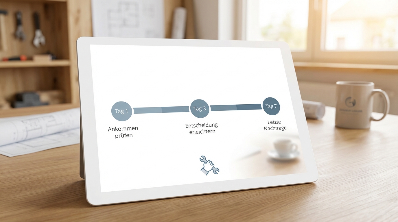 Timing Plan zum Angebot nachfassen für Handwerker nach 24 Stunden 3 Tagen und 7 Tagen