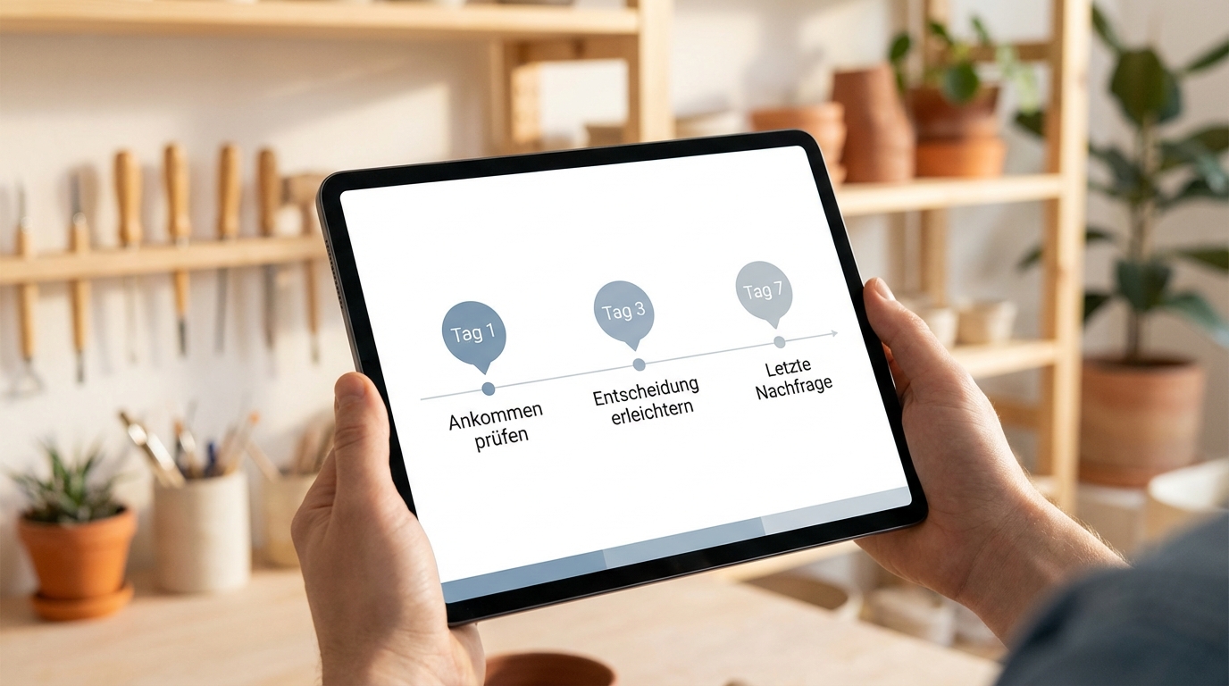 Timing Plan zum Angebot nachfassen für Handwerker nach 24 Stunden 3 Tagen und 7 Tagen