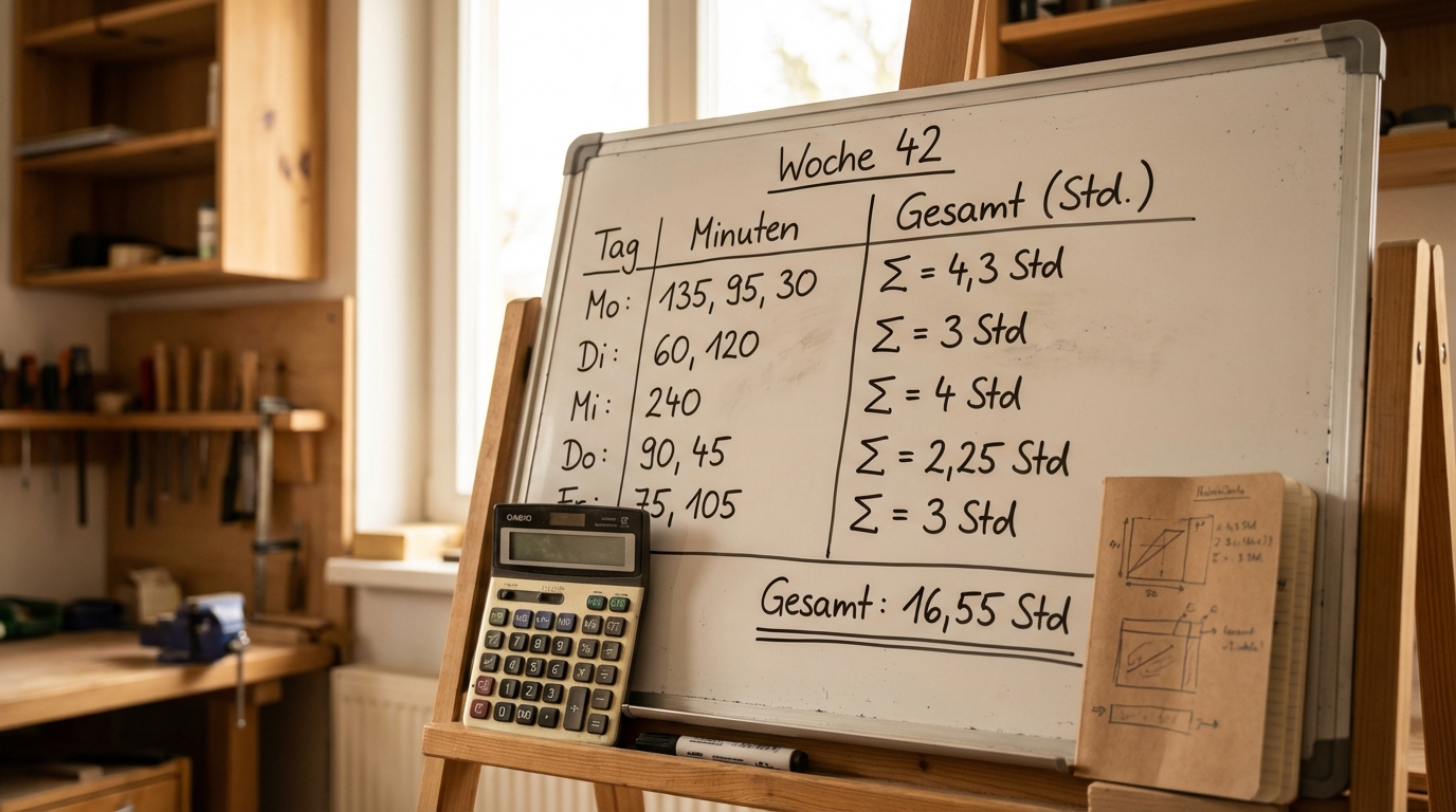 KI Handwerk Praxis: Rechenbeispiel zur Zeitersparnis pro Woche durch KI