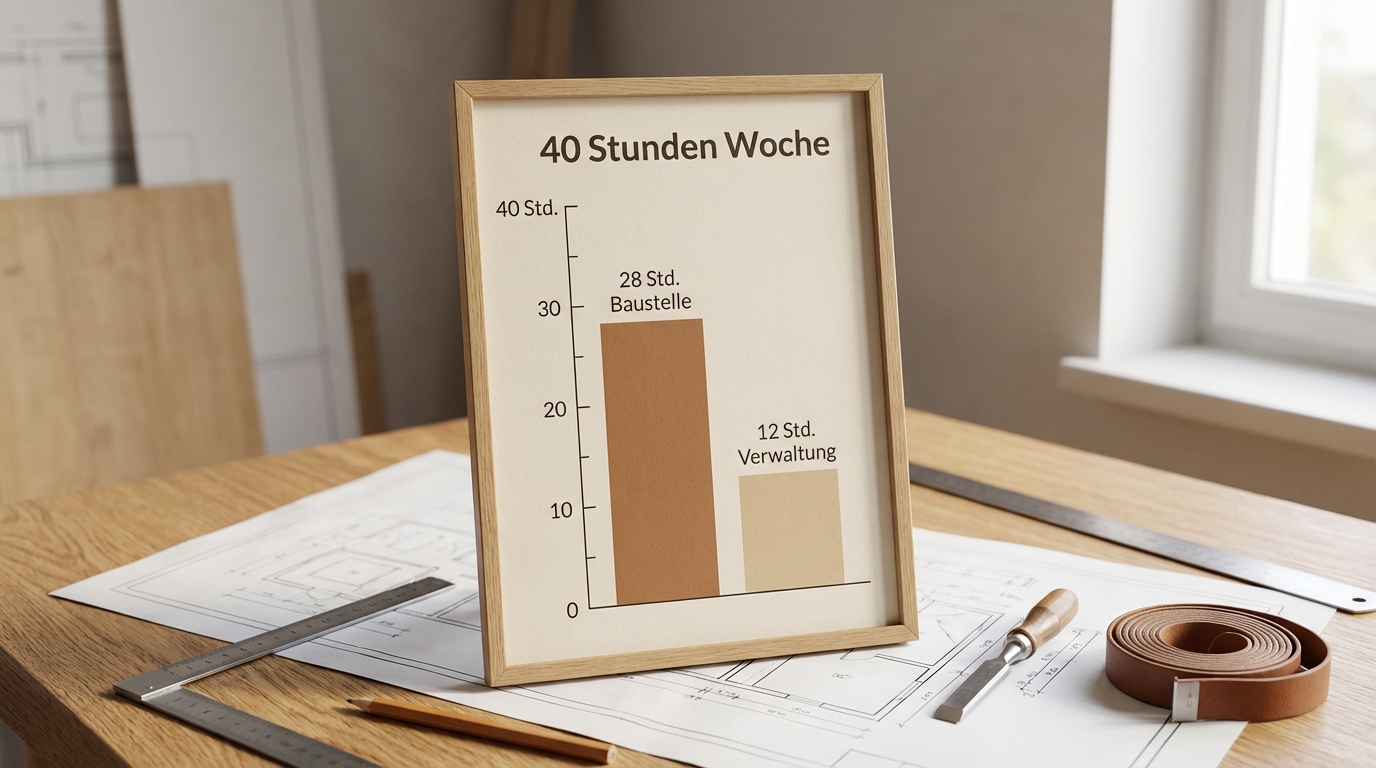 Balkendiagramm: 12 Stunden Verwaltung pro Woche im Handwerk
