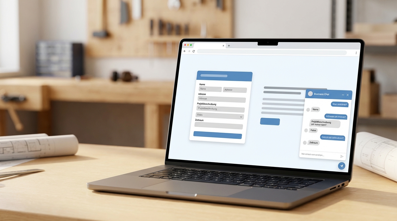 KI Website Assistent sammelt strukturierte Handwerker Anfrage als Lead